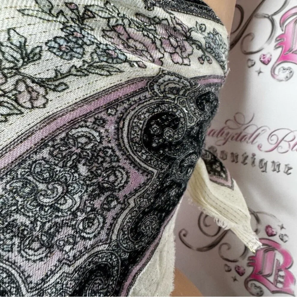 Scarf square shimmer sparkly gold pink purple black Elegant Paisley Print Scarf